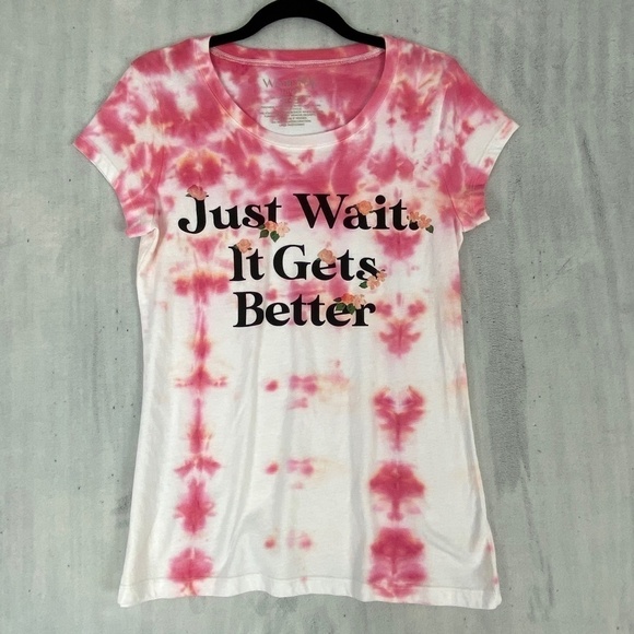 Wound Up Pink Tie Dye Quote T-Shirt Sz Large (11-13) - Picture 1 of 5